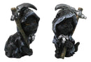 Set of 2 Halloween Grim Reaper Black Cats with Cloak and Scythe Figurines 4" H