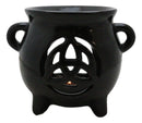 Wicca Witchcraft Triquetra Black Cauldron Essential Oil Warmer Candle Holder