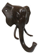Cast Iron Rustic Abstract Safari Wildlife Jungle Elephant Wall Hook Sculpture