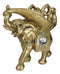Feng Shui Golden Thai Buddha Elephant With Leaf and White Crystals Wine Holder