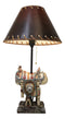 Southwestern Navajo Indian Chief Skull Headdress Cowboy Horse Saddle Table Lamp