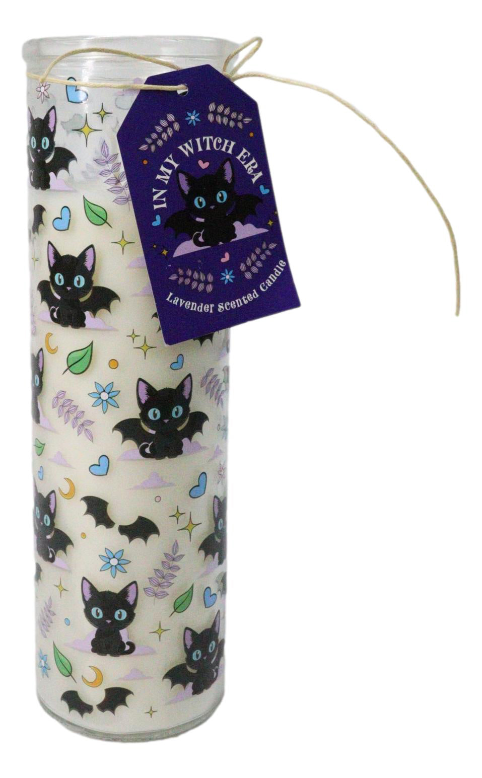 Halloween Magic Cute and Creepy Cat Bat Lavender Scented Glass Tube Candle
