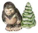 Ceramic Bigfoot Cryptid Ape By Pine Tree Salt And Pepper Shakers Figurine Set