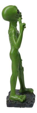 UFO Space Ship Green ET Roswell Alien I Come in Peace with Hand Sign Figurine