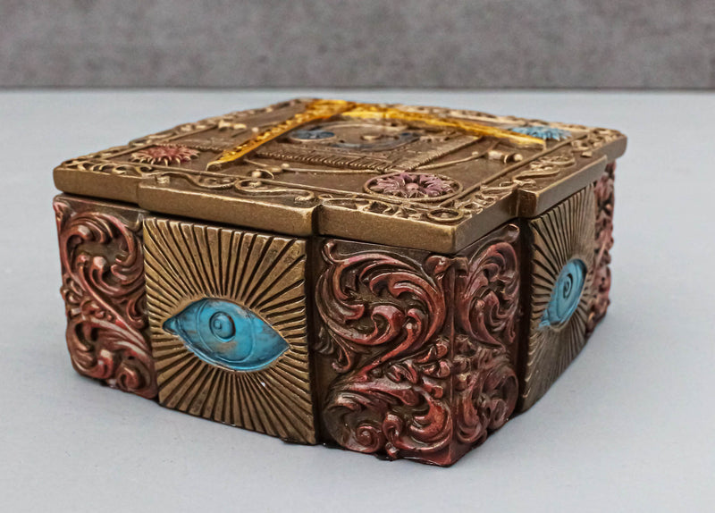 Ebros Stonemasons Masonic Small Decorative Box Jewelry Trinket 4" Long