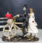 Wedding Skeletons Bride And Groom Riding Skeletal Bones Roses Bicycle Figurine