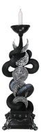 Wicca Triple Moon Pentagram Insignia Black Viper Snake Taper Candle Holder Decor