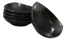 Set Of 5 Charcoal Grey Hakumu Ceramic Appetizer Salad Triangular Deep Plates