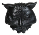 Wicca Black Sacred Cat Moon Masque Ornament On Pole Stand Or Wall Sculpture