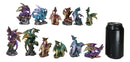 Set Of 12 Colorful Metallic Behemoth Dragons In Multiple Poses Mini Figurines