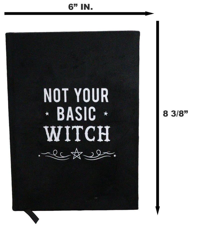 Not Your Basic Witch Pentagram Motif A5 Lined Pages Velvet Cover Journal Book