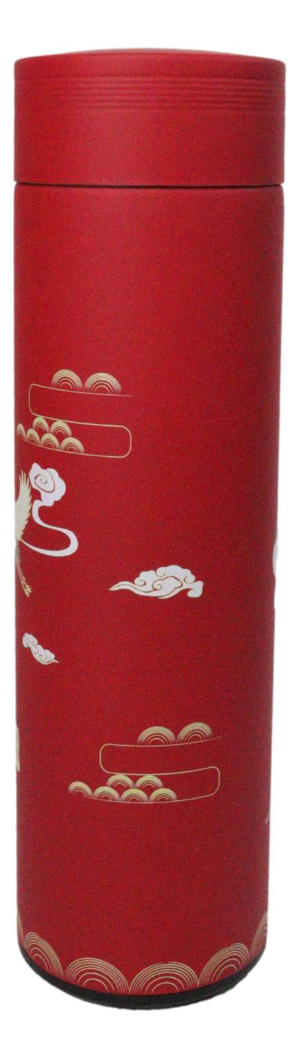 Red Sakura Cranes 17oz Vacuum Insulated Stainless Steel Thermos Bottle W Infuser