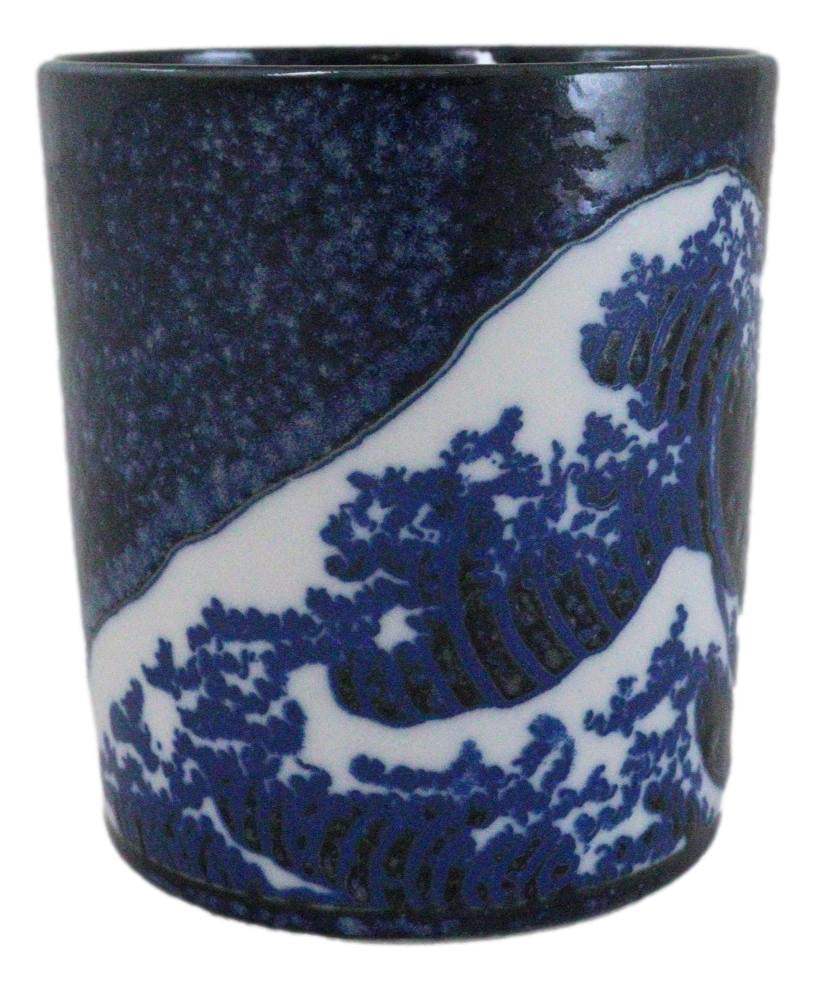 Pack Of 4 Made In Japan Navy Blue Japanese Hokusai Great Wave Of Kanagawa Mugs