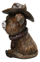 Scottish Highlands Cattle Cow Turquoise Ornament Cowboy Hat and Scarf Figurine