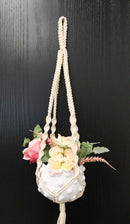 Hand Woven Cotton Rope Boho Chic Macrame Wall Hanger With Ceramic Planter Pot