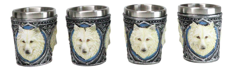 Mythical Fantasy Albino Snow White Wolf Shot Glasses 2-Ounce Set Of 4 Novelties