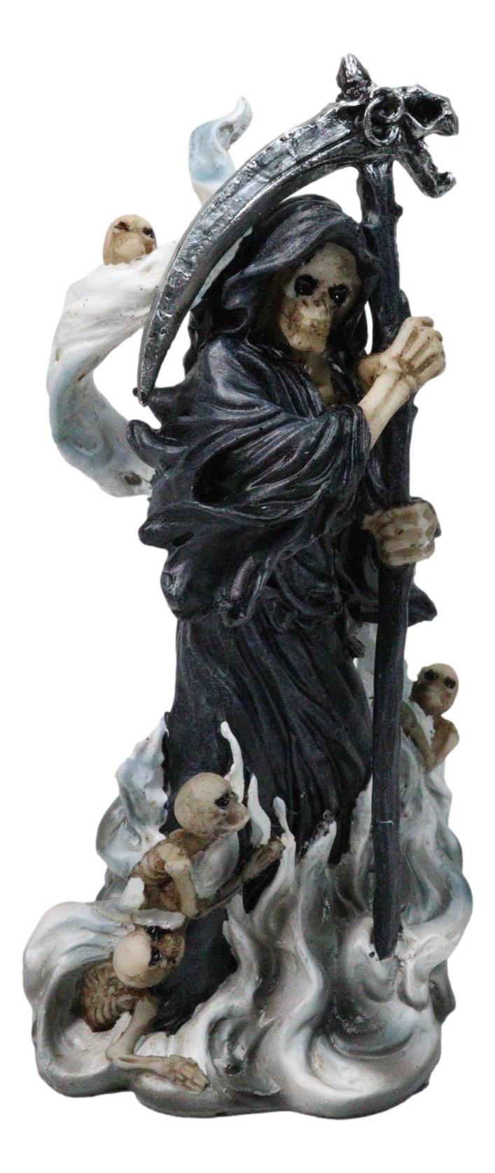 Black Death Plaque Grim Reaper Holding Scythe With Dead Soul Spirits Figurine
