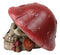 Red Macabre Toadstool Mushroom Cap Skull With Mini Fungi Figurine 5" L