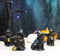 Set of 4 Halloween Black Cats With Witch Hats Broom Pentagram Mini Figurines