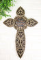 Rustic Western God Bless My Family Faux Wooden Tooled Scrollwork Wall Cross