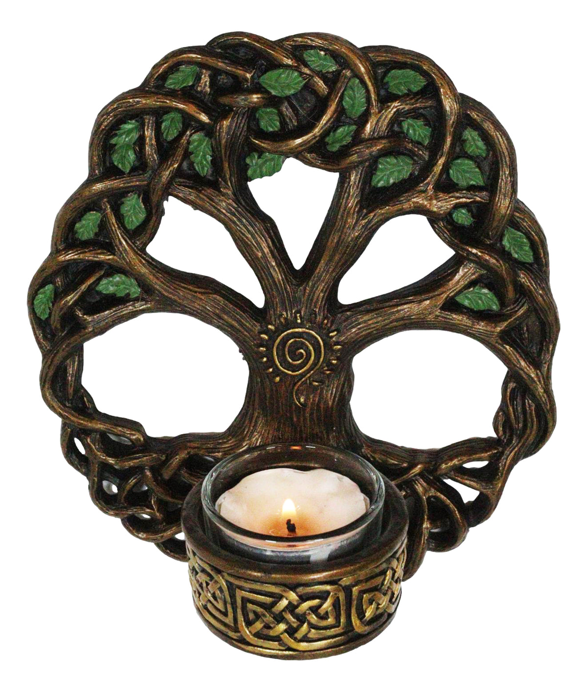 Wiccan Celtic Knotwork Tree Of Life Votive Candleholder Wall Sconce Plaque Decor - Ebros Gift