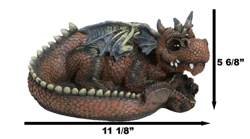 Snuggling Cozy Red Fire Dragon At Rest Planter Pot Garden Decor Figurine 11.25"L