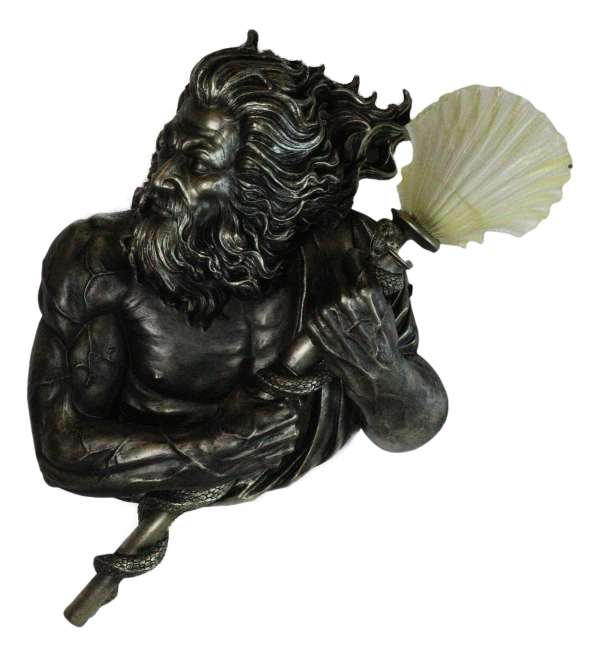 Ebros Gift Ocean Tremor Neptune Poseidon Greek God LED Wall Lamp 28.5" H