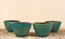 Pack Of 4 Green With Gold Hues Cast Iron Tetsubin Textured Tea Cups 3oz