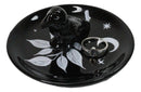 Wicca Gothic Mystic Raven Crow With Crescent Moon Ceramic Trinket Jewelry Dish