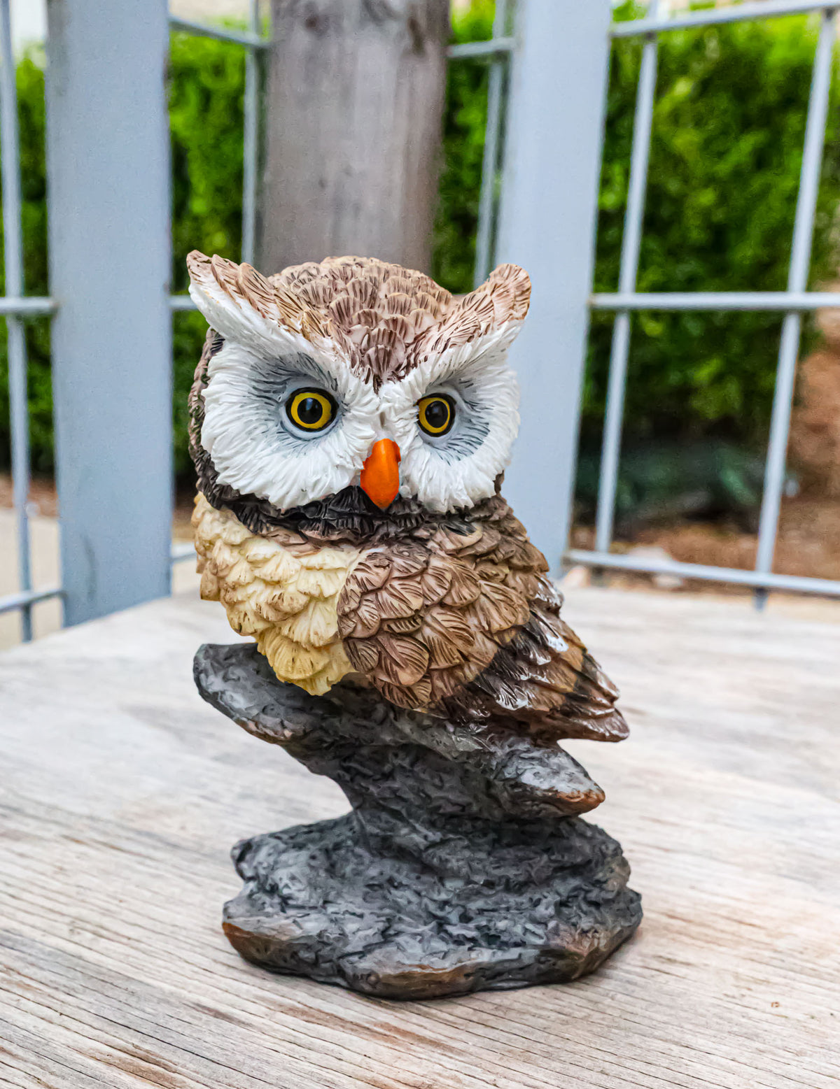 Whimsical Brown Great Horned Night Owl Perching On Tree Branch Figurine Decor