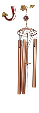 Medieval Fantasy Red Gold Fire Dragon Cross Art Glass Gemstones Metal Wind Chime