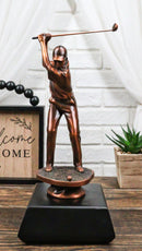 Professional Lady Golfer Swinging Golf Club On A Tee Bronze Electroplated Statue
