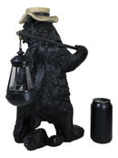 Ebros Rustic Forest Black Bear Outdoor Hiking Figurine W/ Solar LED Light Lantern Lamp