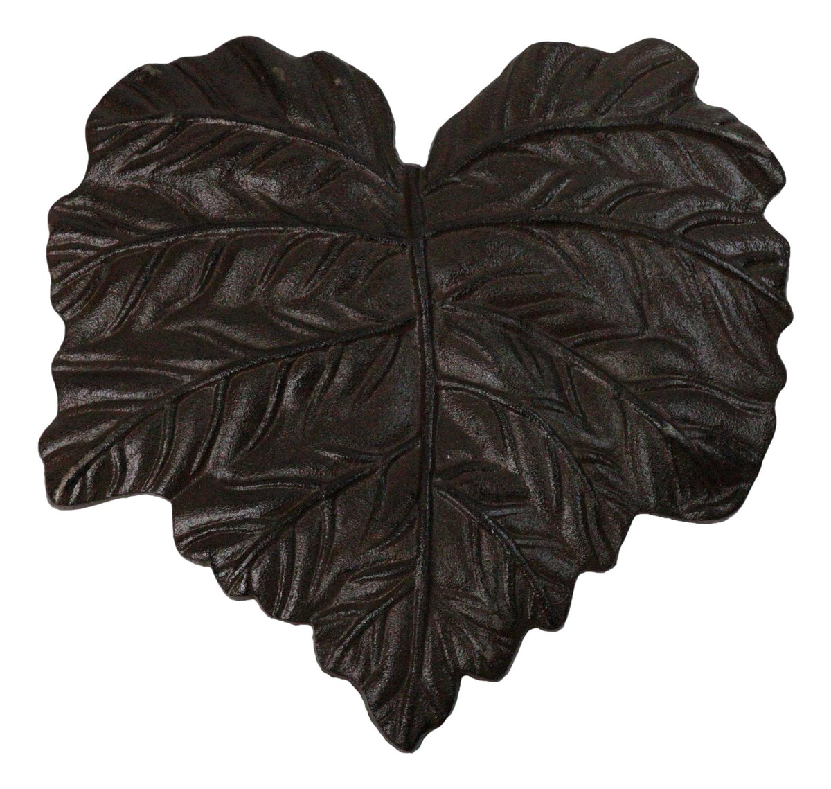 Pack of 3 Rustic Cast Iron Leaf Stepping Stone Textured Botanical Garden Accent