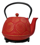 Round Hobnails Pattern Cast Iron Metal Tetsubin Teapot Trivet Stand 5"D