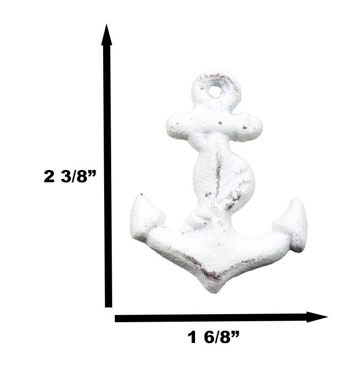 Set Of 6 Aged White Marine Sea Sailor Ship Anchor Drawer Cabinet Door Pull Knobs