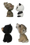 Whimsical Elephant Panda Black Bear And Wolf Set Of 4 Mini Bobblehead Figurines