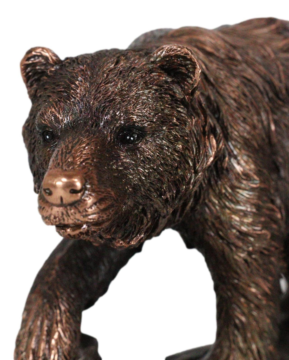 Pawing Grizzly Bear Statue 6.25"H Bronze Electroplated Resin Wildlife Figurine