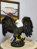 Patriotic American Bald Eagle Figurine With Wings Spread Wildlife Sculpture