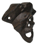 Set Of 4 Rustic Cast Iron Pirate Captain Skull Eye Patch Wall Bottle Openers