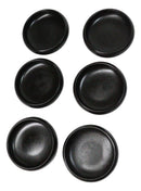 Pack of 6 Black Kokuyo Modern Round Appetizer Salad Banchan Deep Dish Plates 5"D