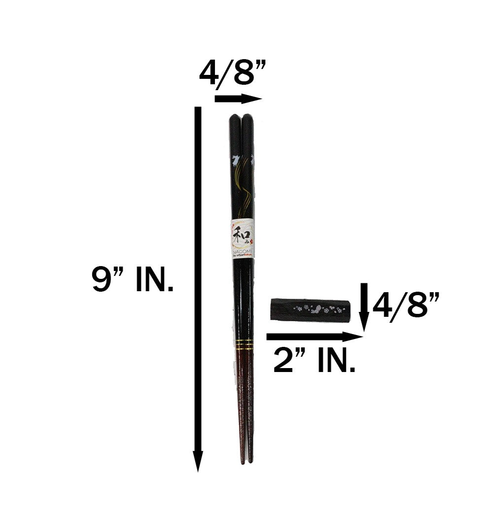 Cherry Brown And Black Moon Rabbits Set of 2 Chopsticks And Wooden Rests Set