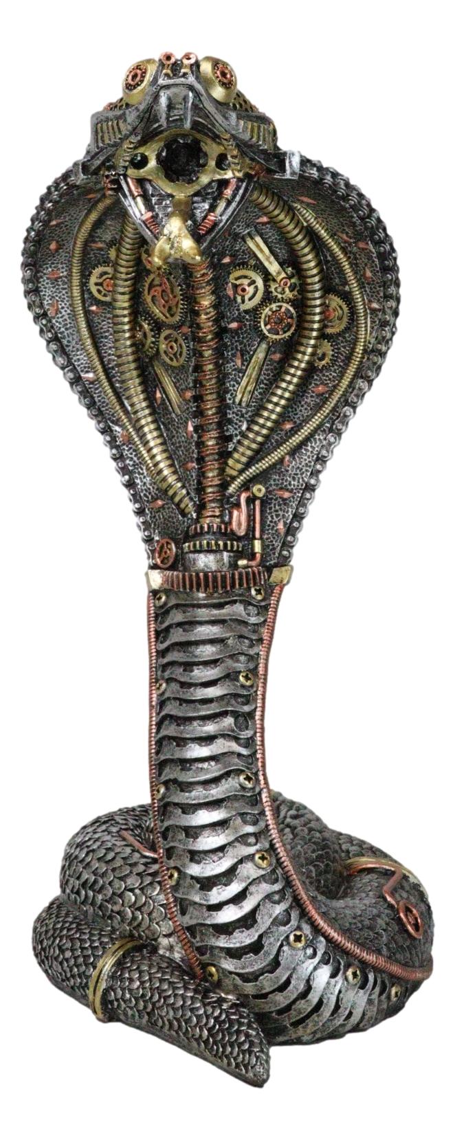Military War Machine Steampunk Gearwork Robotic Cyborg Cobra Snake Figurine