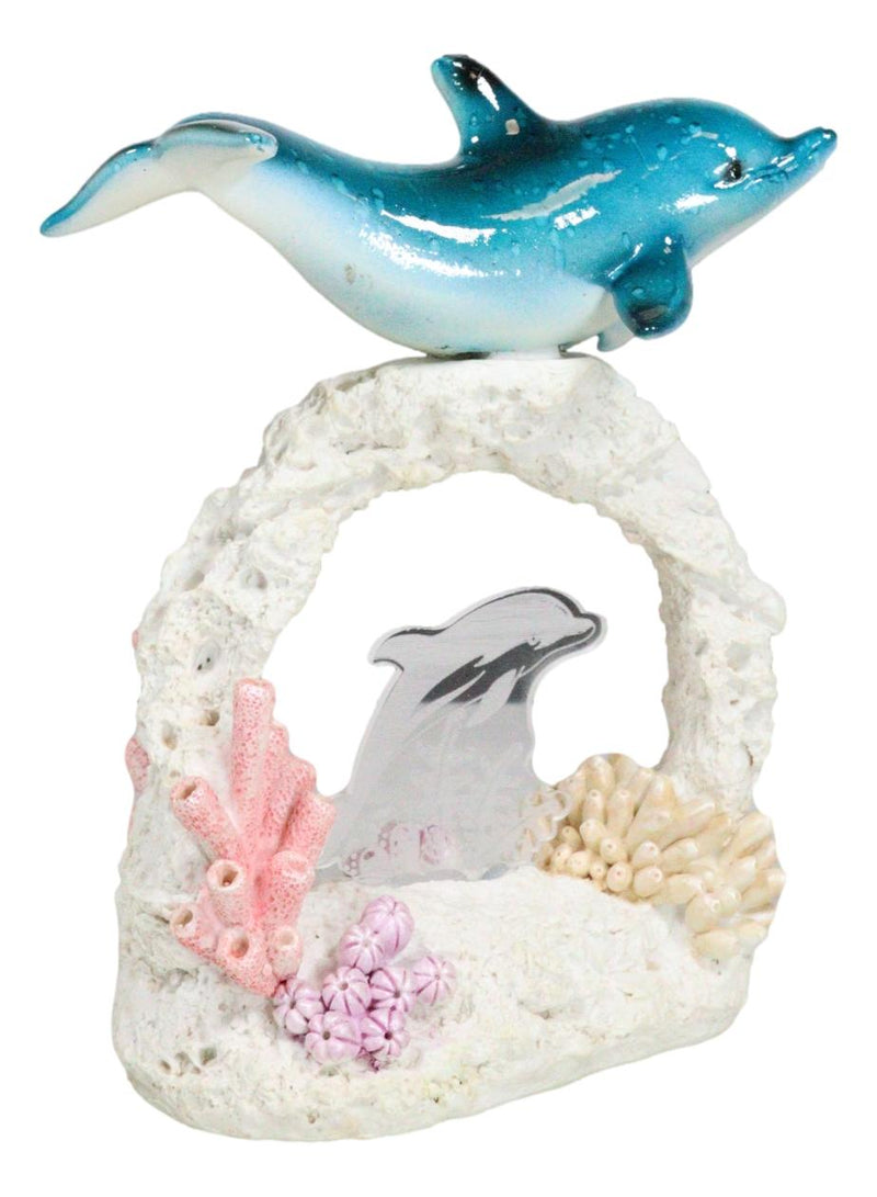 Marine Life Blue Dolphin Swimming Over Coral Arch Reef With LED Acrylic Figurine