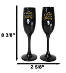 Til Death Do Us Party Series Skull Face Black & Gold Glass Champagne Flute Set