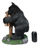 Large Whimsical Black Bear Figurine With “Do Not Feed the Bears” Sign 20"Tall