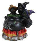 Witching Hour 3 Wiccan Kitten Cats By LED Potion Triple Moon Cauldron Figurine