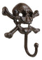 Set of 2 Macabre Halloween Pirate Ghastly Skull Skeleton Crossed Bones Wall Hook