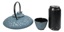 Royal Blue Ocean Sea Waves Tetsubin 27oz Cast Iron Tea Pot With 4 Cups Set