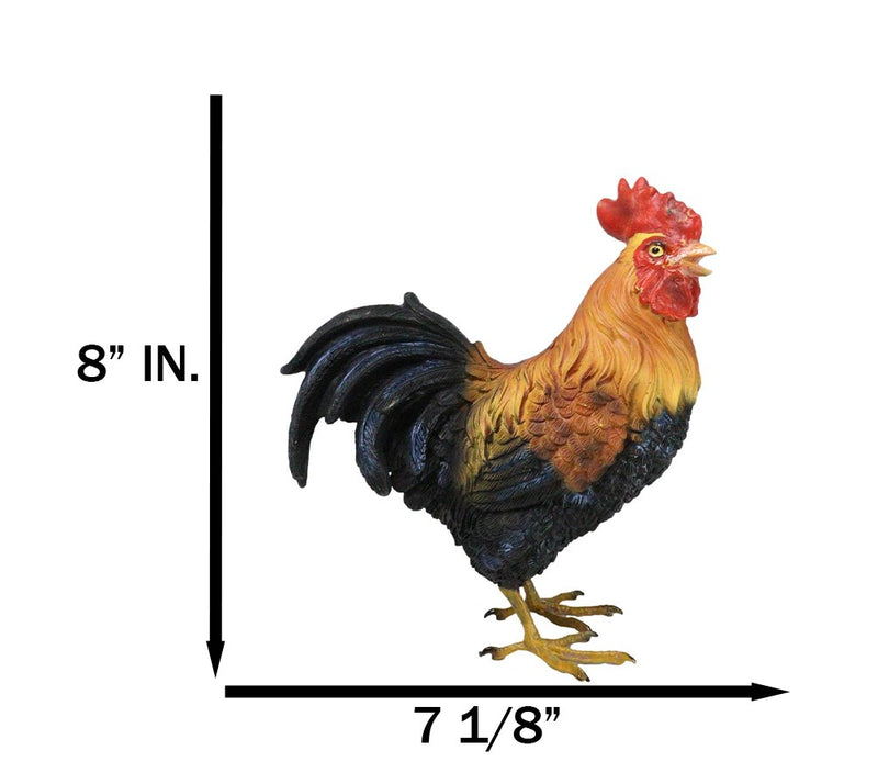 Rustic Western Proud Country Chicken Rooster In Stately Pose Figurine 8"Tall